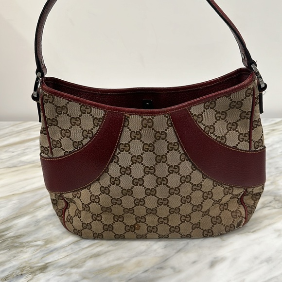 GUCCI HANDBAG NEAUTRAL/WINE **AUTHENTIC** - Picture 3 of 5